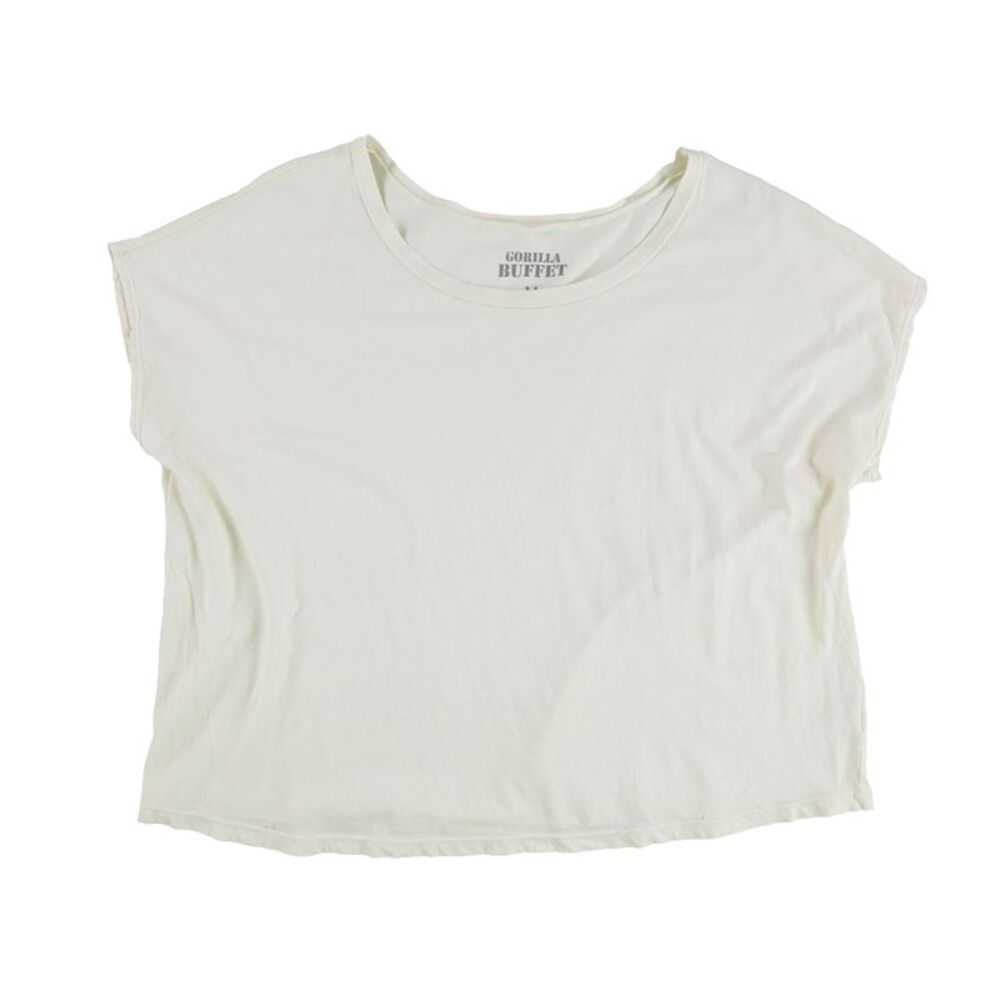 Gorilla Buffet Womens Solid Basic T-Shirt, Off-White, M, DM